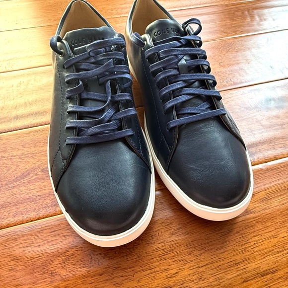 NEW! Cole Haan men’s 10.5 Grand Crosscourt navy blue leather lace-up shoes NIB! - Picture 2 of 11